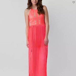 Lush Lace Maxi Dress in Neon Pink - Size S - Like New